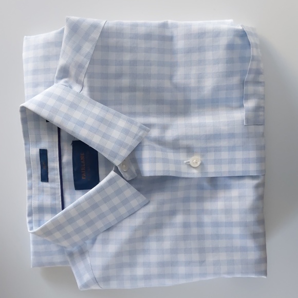 Fairlane Supima Cotton Dress Shirt, blue Plaid, SmallTall Slim - Picture 6 of 6